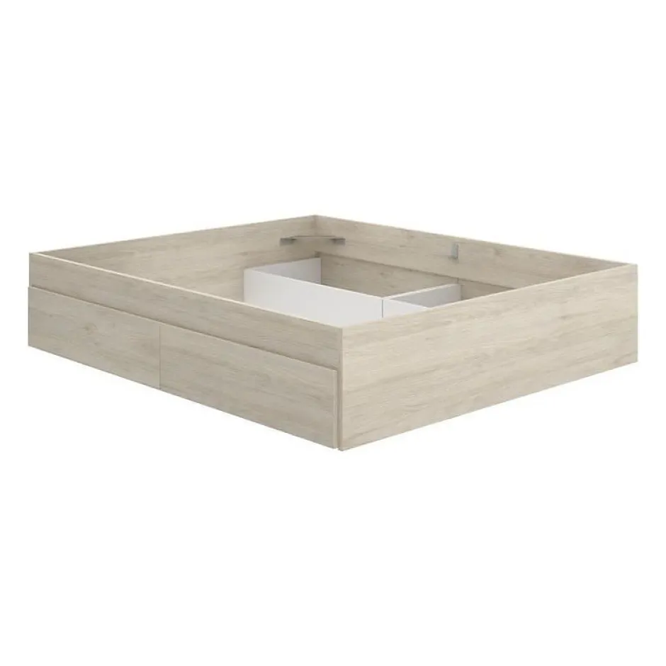 Generic Structure de lit - LAGO - 140 x 190 cm - 4 tiroirs - Chene
