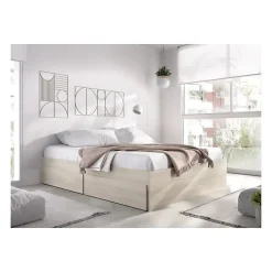 Generic Structure de lit - LAGO - 140 x 190 cm - 4 tiroirs - Chene
