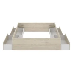 Generic Structure de lit - LAGO - 140 x 190 cm - 4 tiroirs - Chene