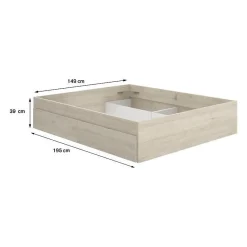 Generic Structure de lit - LAGO - 140 x 190 cm - 4 tiroirs - Chene
