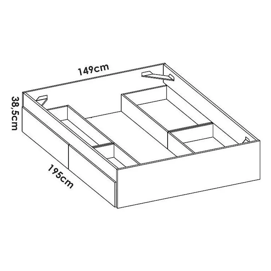 Generic Structure de lit - LAGO - 140 x 190 cm - 4 tiroirs - Chene