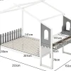 Giantex Structure de Lit 200x140CM avec Bureau Étude sur le Côté et 2 Tiroirs Aucun Sommier Nécessaire 253X102X193CM Blanc