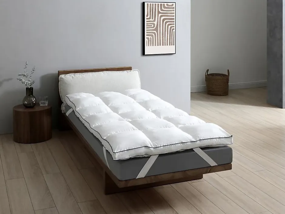 Vente-unique Surconfort de matelas anti-acariens 1 place - 90x 190 cm - Enveloppe satin 120 fils/cm2 - garnissage 1000gr/m2 - Blanc passepoil Clearance