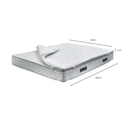 Talamo Italia Surmatelas carré et demi Dlosacc, Surmatelas pour améliorer la posture, Surmatelas en mousse à mémoire de forme, 120x200xh5 cm