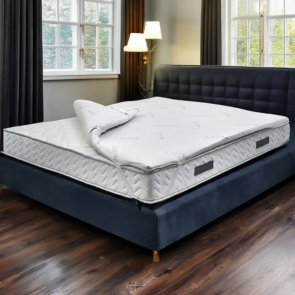 Talamo Italia Surmatelas carré et demi Dlosacc, Surmatelas pour améliorer la posture, Surmatelas en mousse à mémoire de forme, 120x190h5 cm