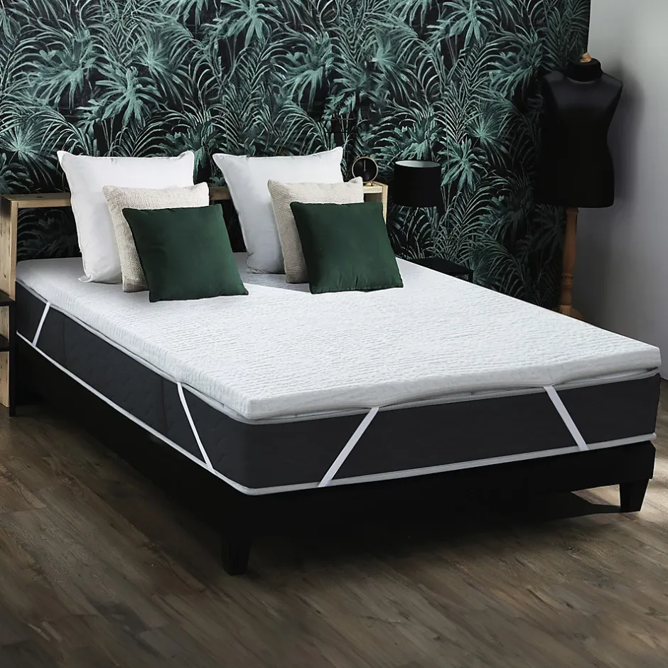 Idliterie Surmatelas déhoussable mousse à mémoire forme 50kg/m3 160x200 Hot