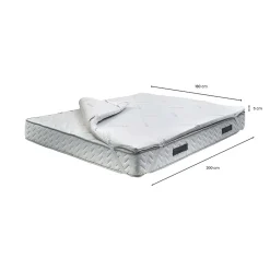 Talamo Italia Surmatelas double Sagittaire, Ensemble matelas avec oreillers, Surmatelas en mousse à mémoire de forme, 180x200xh5 cm