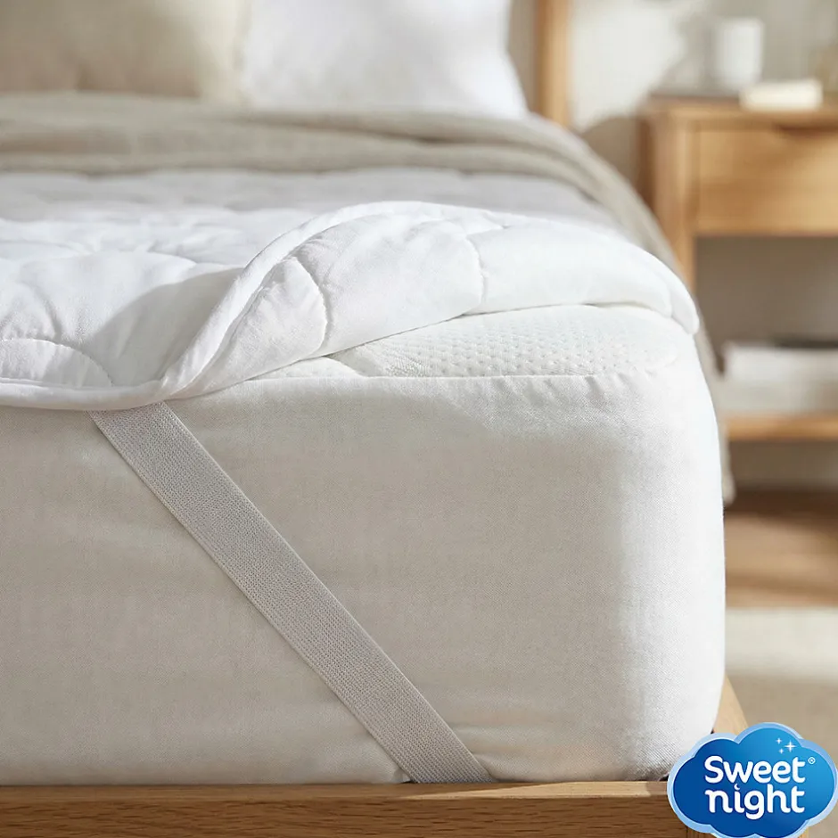 Sweetnight Surmatelas Moelleux 90x200 cm - Protege Matelas Impermeable - Housse Coton - 4 Coins Elastiques - Traitement Anti-Acarien