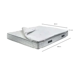 Talamo Italia Surmatelas simple Dmammin, Surmatelas pour améliorer la posture, Surmatelas en mousse à mémoire de forme, 80x200xh5 cm Outlet