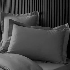 Eden Taie d oreiller 50 x 70 cm Percale de coton gris acier