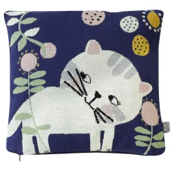 Sevira Kids Taie de coussin en tricot de coton Chaton