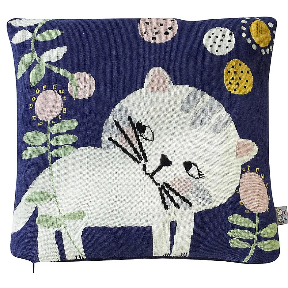 Sevira Kids Taie de coussin en tricot de coton Chaton