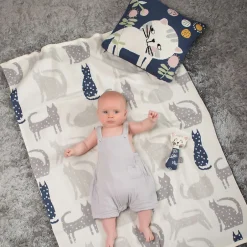 Sevira Kids Taie de coussin en tricot de coton Chaton