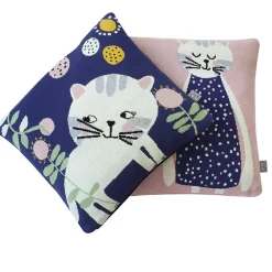 Sevira Kids Taie de coussin en tricot de coton Chaton