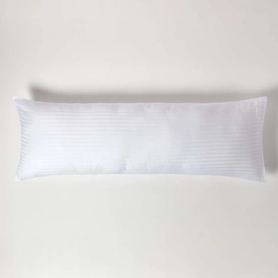 Homescapes Taie de traversin blanc satin rayé en coton égyptien 330 fils, 50x140 cm - Online