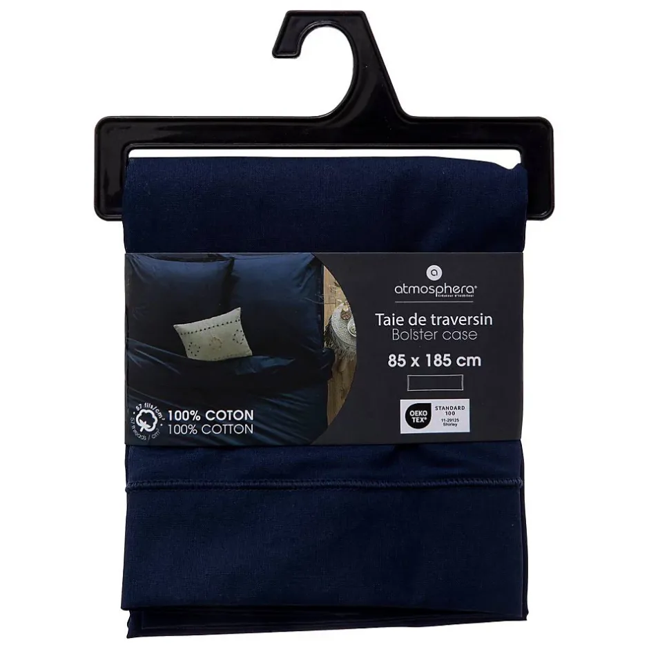Atmosphera Créateur D'Intérieur Taie de traversin Carina 85x185cm bleu encre - Atmosphera