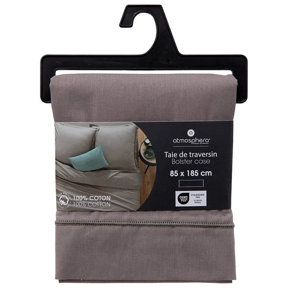 Atmosphera Créateur D'Intérieur Taie de traversin Carina 85x185cm gris souris - Atmosphera Discount
