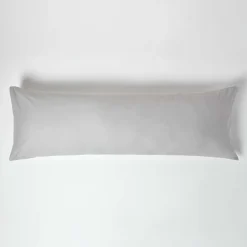 Homescapes Taie de traversin gris acier 100% coton égyptien 200 fils, 50x140 cm -