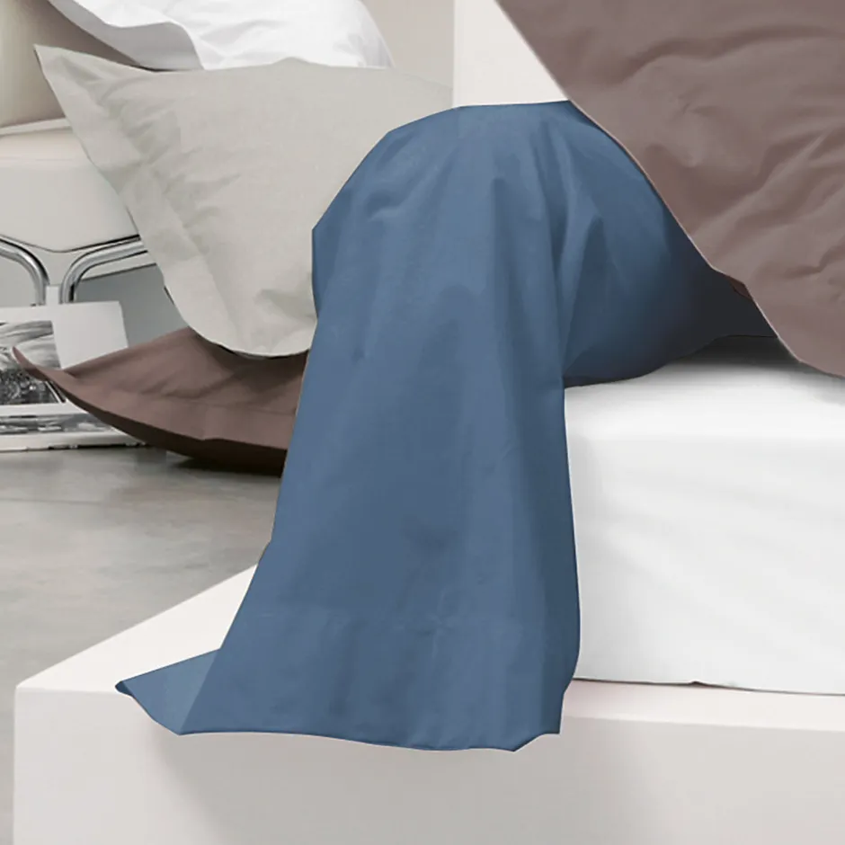 Linnea Taie de traversin uni 140x43 cm coton ALTO bleu Jean
