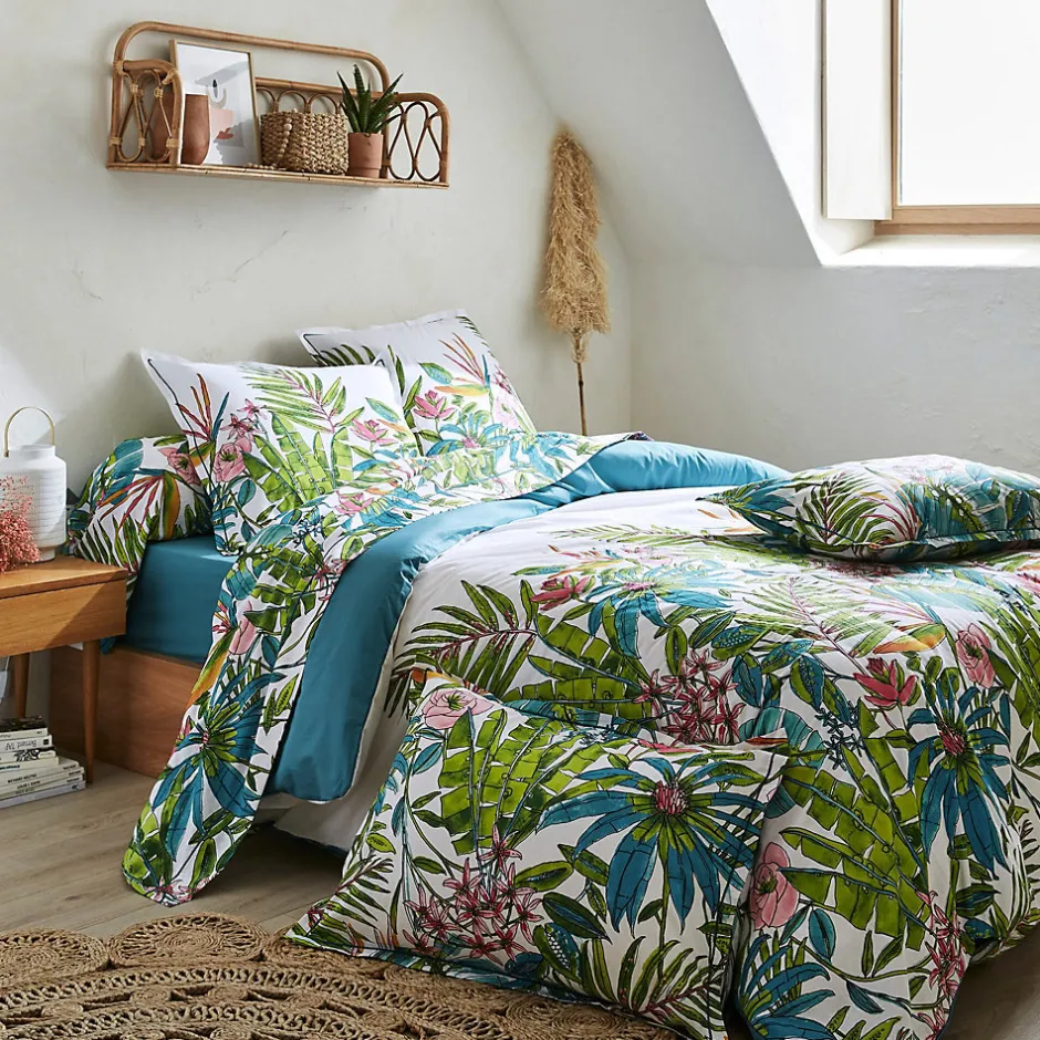Linnea Taie de traversin 240x43 cm coton SUMATRA bleu Paon