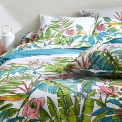 Linnea Taie de traversin 240x43 cm coton SUMATRA bleu Paon