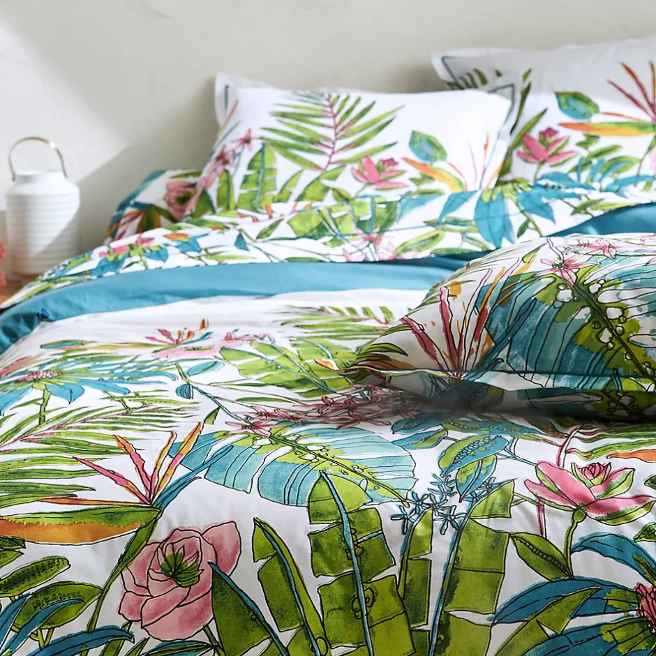 Linnea Taie de traversin 240x43 cm coton SUMATRA bleu Paon
