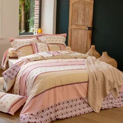 Linnea Taie de traversin 240x43 cm coton INOUK rose/beige Clearance