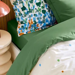 Linnea Taie de traversin 240x43 cm en coton ÉVASION Vert fougère