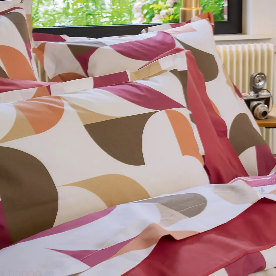 Linnea Taie de traversin 140x43 cm en 100% percale MODULO blanc acajou New
