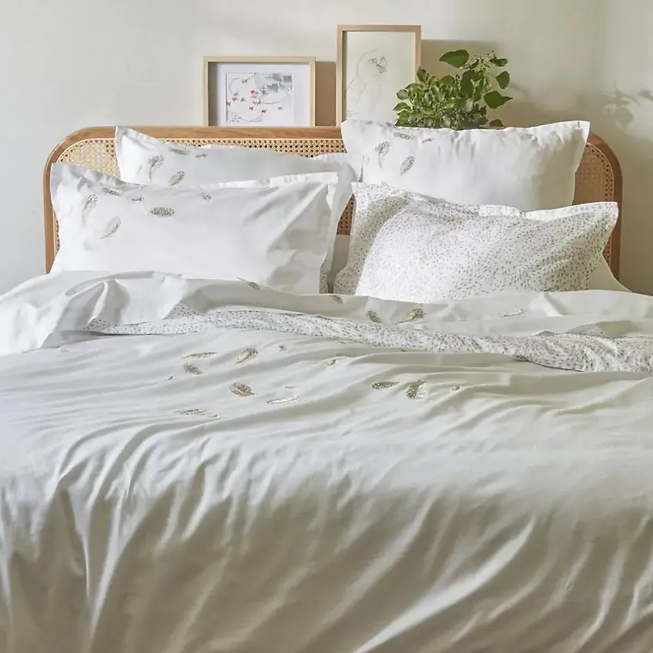 Linnea Taie de traversin 185x43 cm en satin de coton NINA blanc