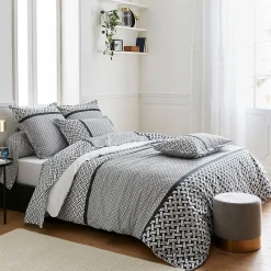 Linnea Taie de traversin 240x43 cm percale coton RIVIERA noir Réglisse Hot