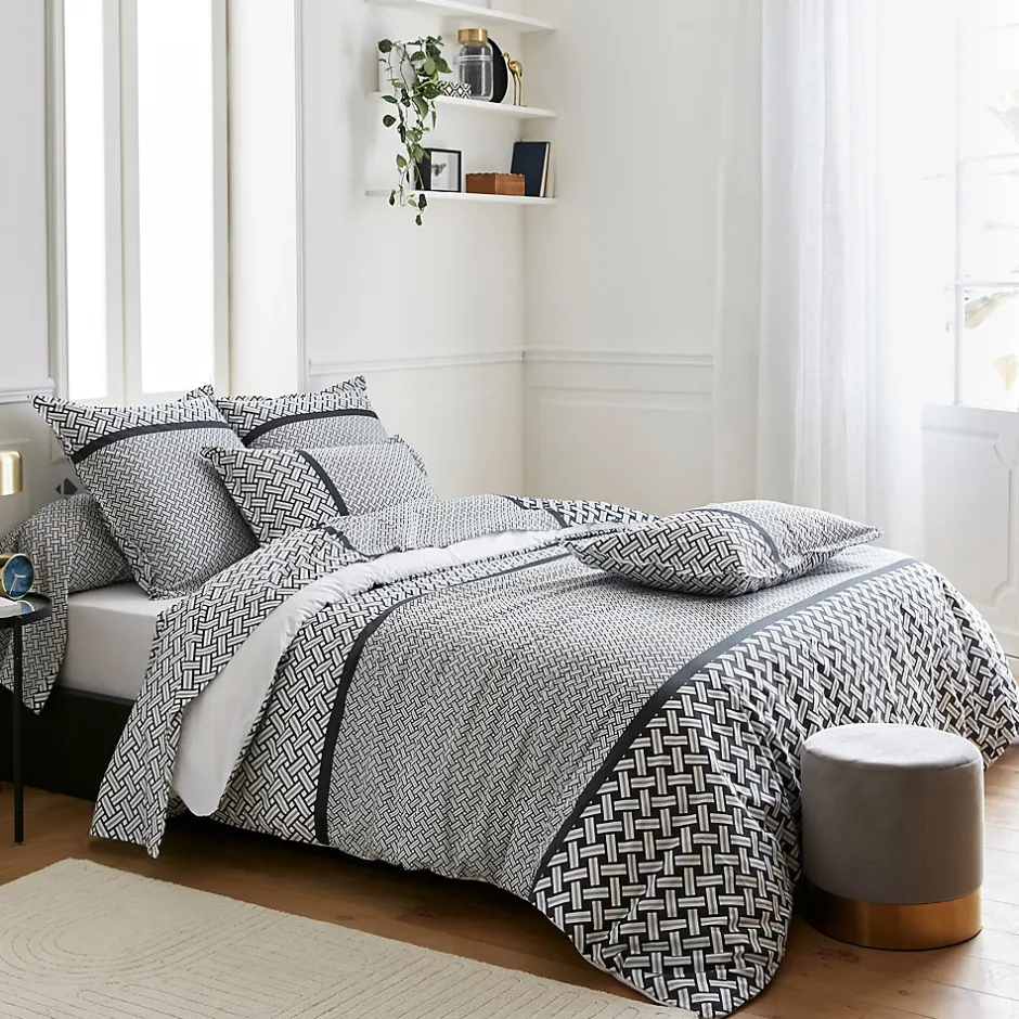 Linnea Taie de traversin 240x43 cm percale coton RIVIERA noir Réglisse Hot