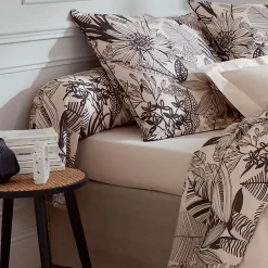 Linnea Taie de traversin 240x43 cm percale de coton ALBA beige/noir Online