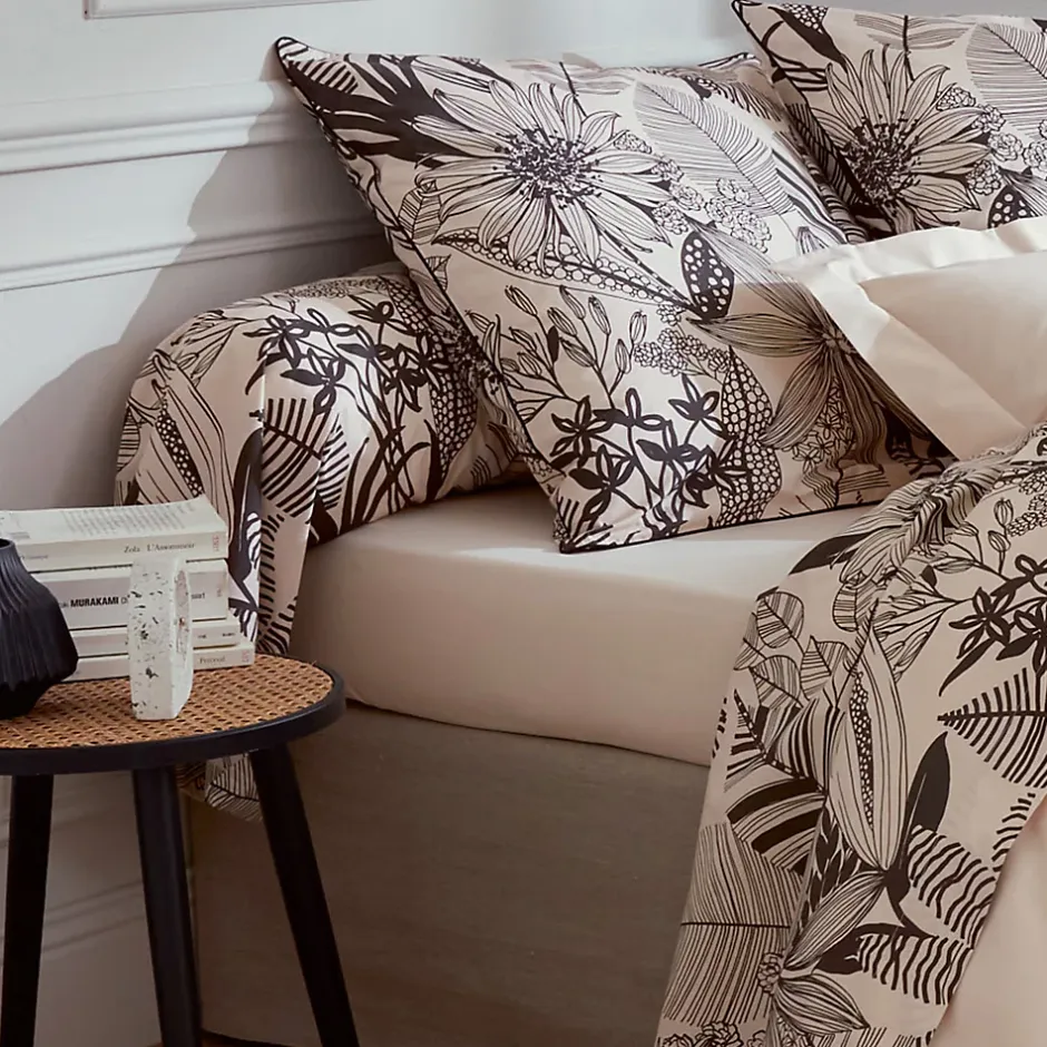 Linnea Taie de traversin 240x43 cm percale de coton ALBA beige/noir Online