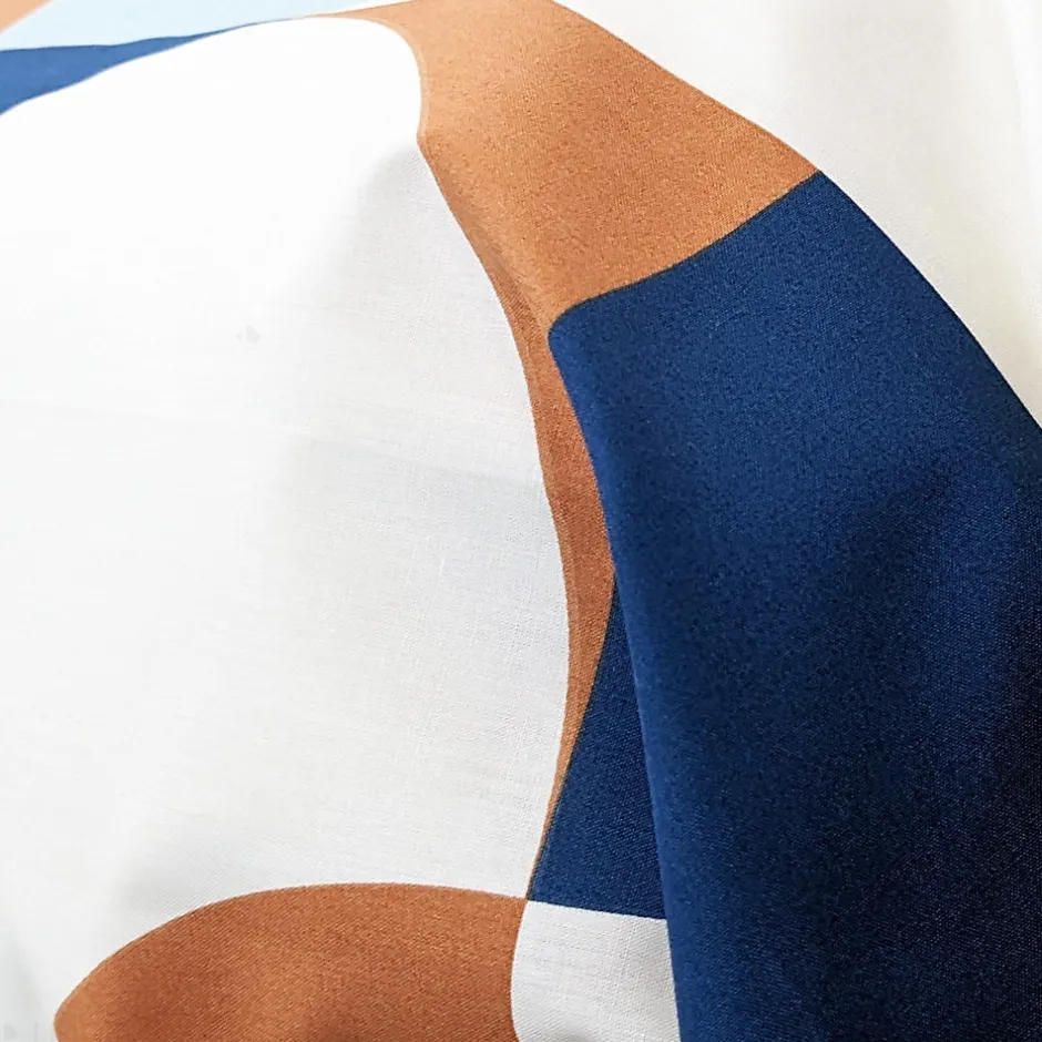 Linnea Taie de traversin 200x43 cm percale de coton MODULO bleu cobalt