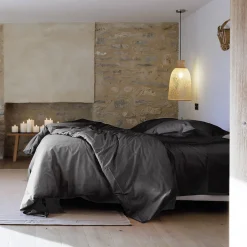 Linnea Taie de traversin 43x190 cm percale de coton MANOIR gris Ardoise