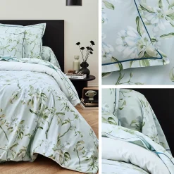 Linnea Taie de traversin 200x43 cm percale coton ELÉNA vert Nil