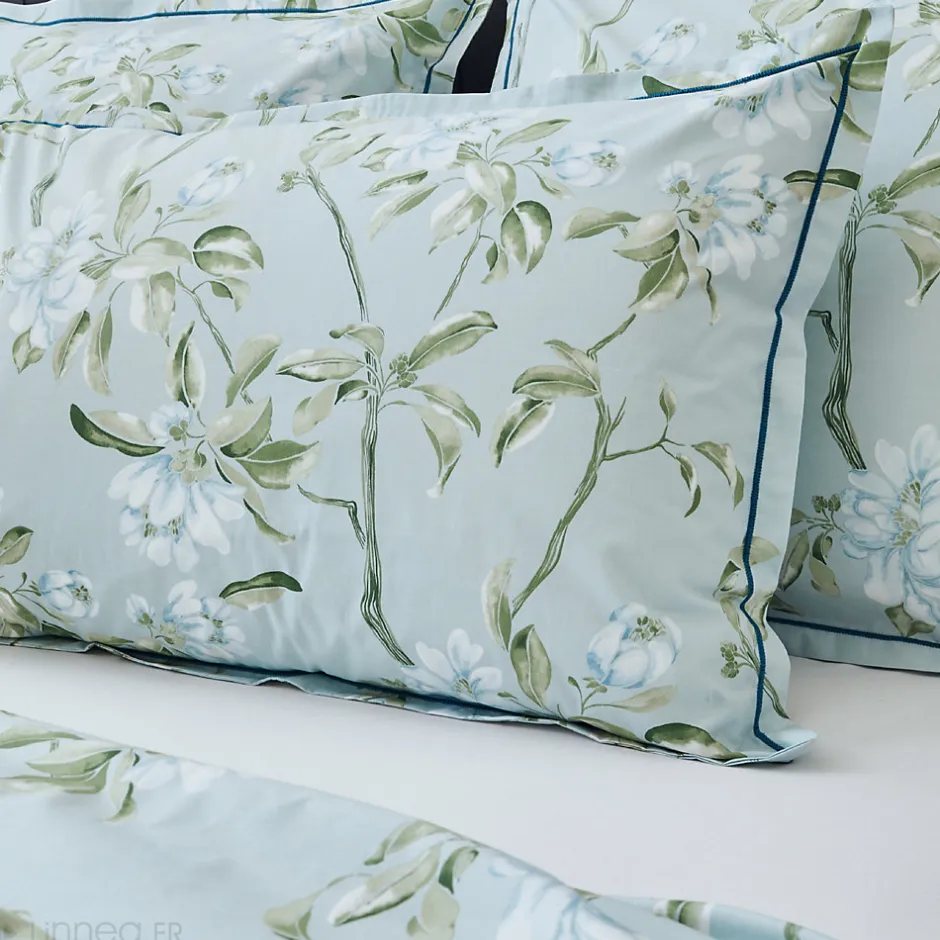 Linnea Taie de traversin 200x43 cm percale coton ELÉNA vert Nil