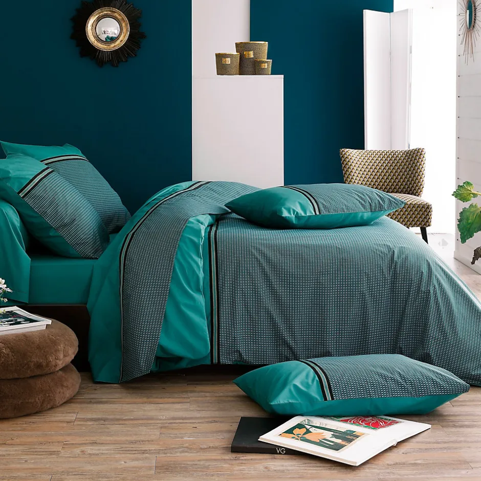 Linnea Taie de traversin 240x43 cm percale de coton GUSTAV vert Emeraude