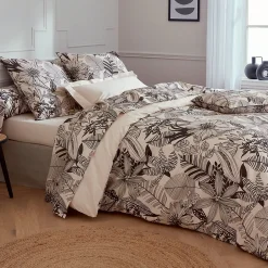 Linnea Taie de traversin 140x43 cm percale de coton ALBA beige/noir