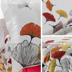 Linnea Taie de traversin 140x43 cm Percale pur coton GINKGO Rose Clearance