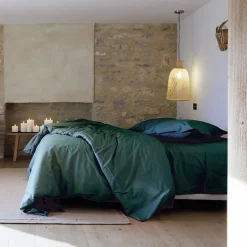 Linnea Taie de traversin 43x190 cm percale de coton MANOIR vert Canard