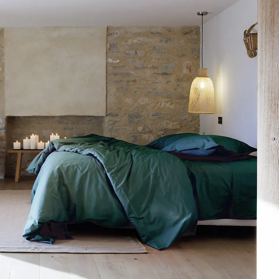 Linnea Taie de traversin 43x190 cm percale de coton MANOIR vert Canard