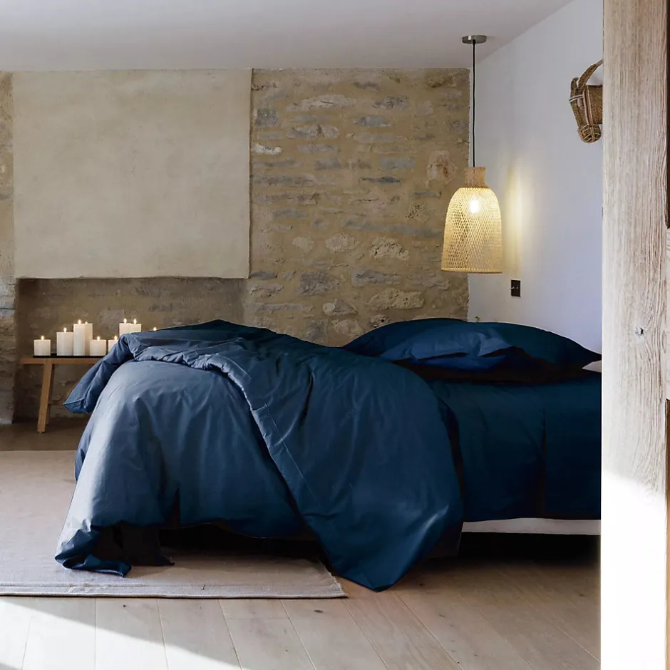 Linnea Taie de traversin 43x190 cm percale de coton MANOIR bleu Marine