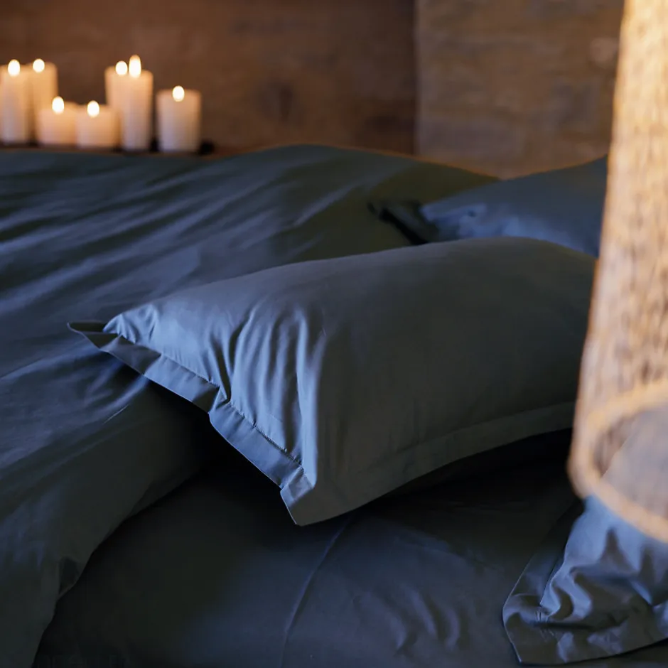 Linnea Taie de traversin 43x190 cm percale de coton MANOIR bleu Marine