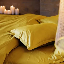 Linnea Taie de traversin 43x190 cm percale de coton MANOIR jaune Moutarde Hot