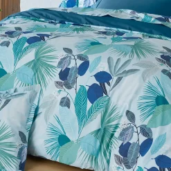 Linnea Taie de traversin 140x43 cm percale de coton MOOREA PACIFIC bleu/vert