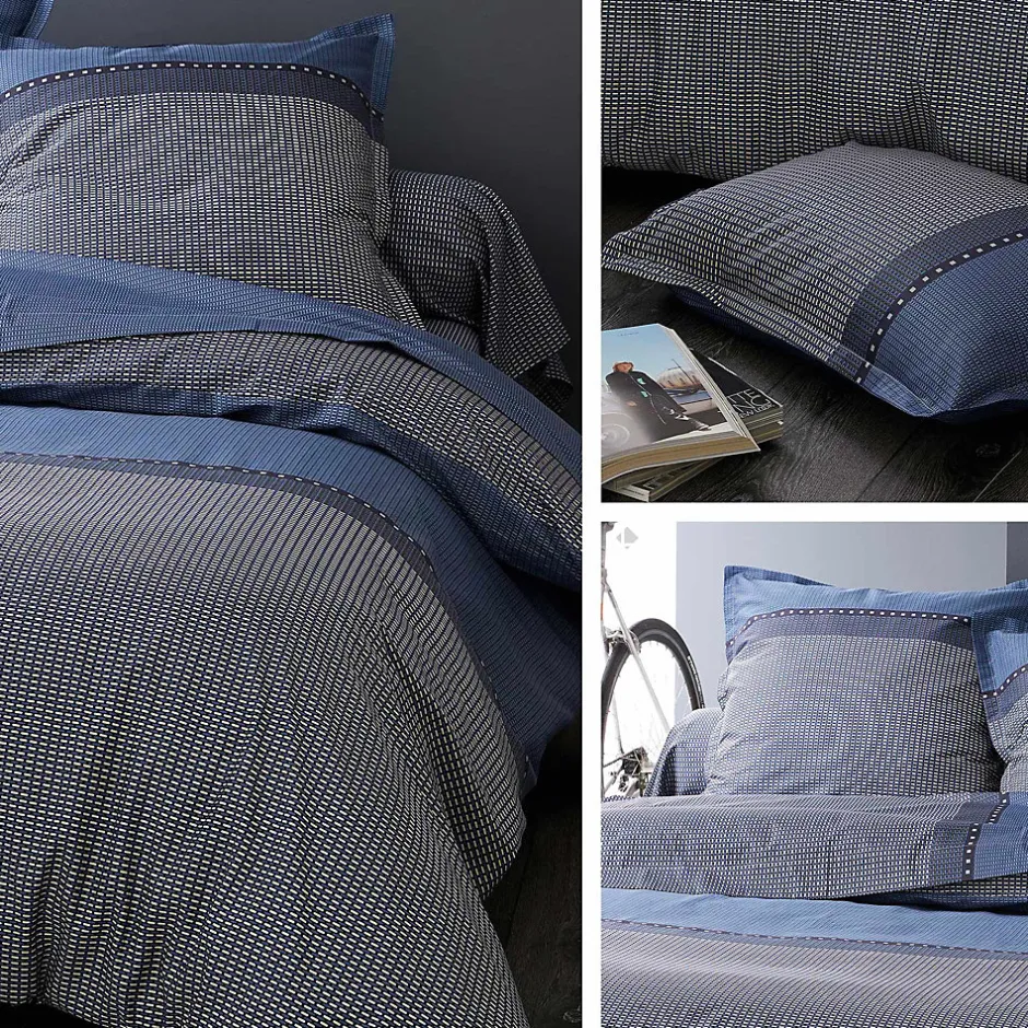 Linnea Taie de traversin 200x43 cm satin de coton ENZO bleu