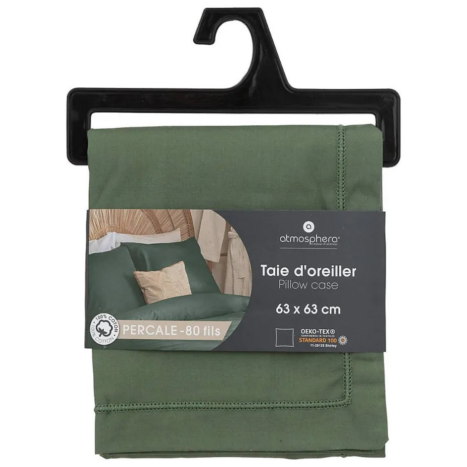 Atmosphera Créateur D'Intérieur Taie d'oreiller - coton - vert - 63x63 cm - Atmosphera Sale