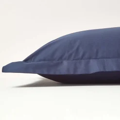 Homescapes Taie d'oreiller à  volants bleu marine 100% coton égyptien 200 fils, 50x75 cm -